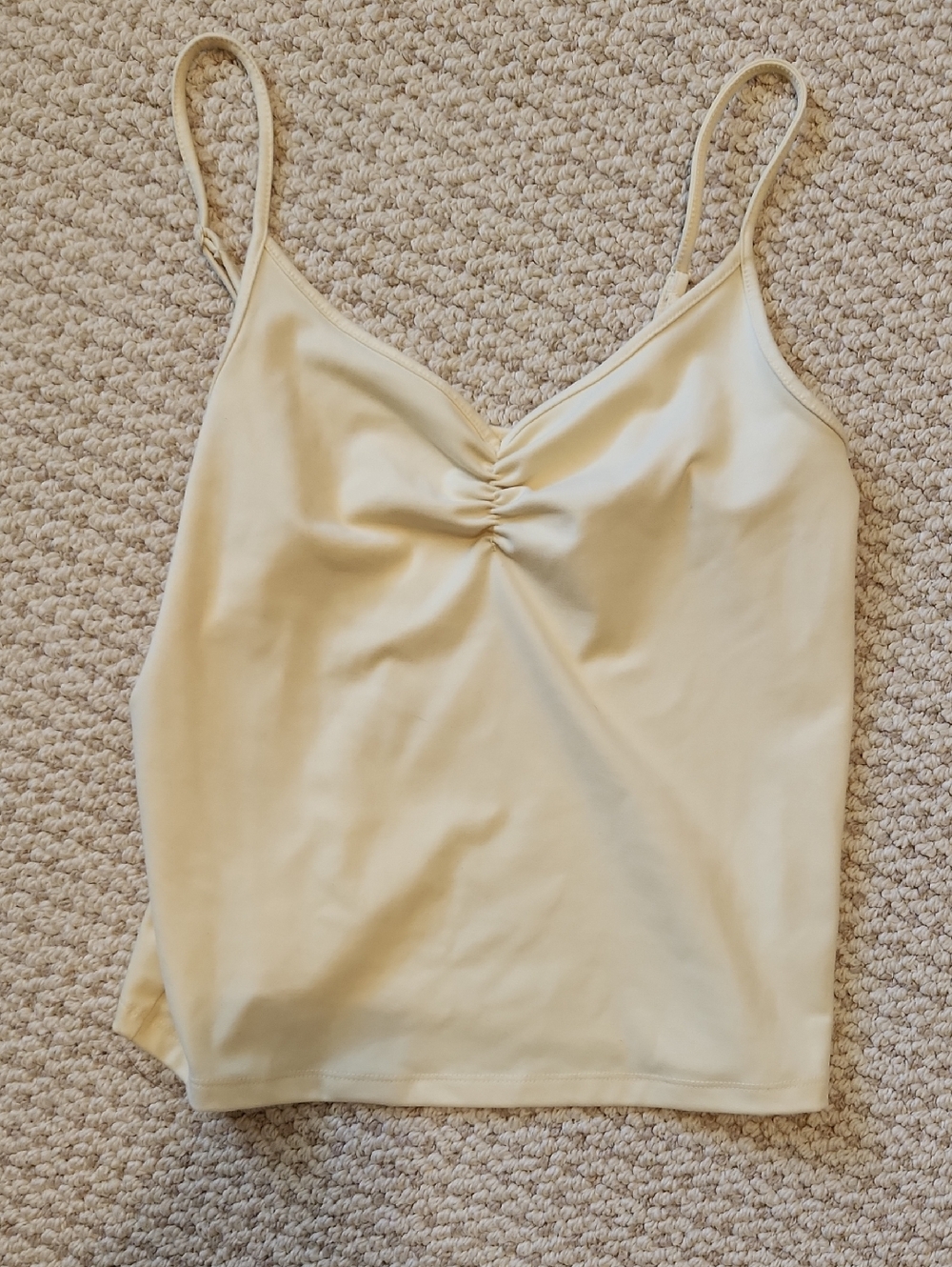 wild fable Light Yellow Ruched V-Neck Spaghetti Strap Cami